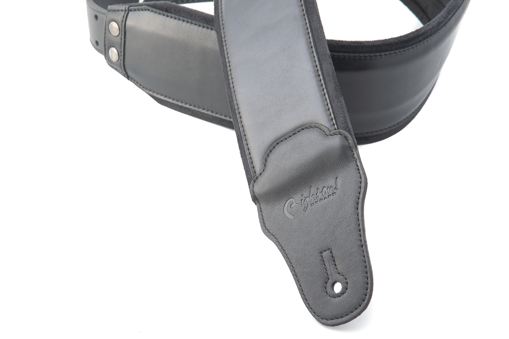 Smooth Black Leather Bass Strap