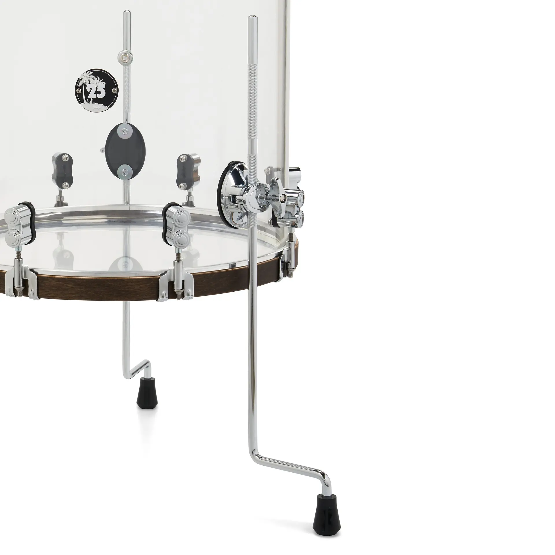 DW PDP 25th Anniversary Acrylic Kit, 4-teiliges Schlagzeug-Set – Seitenansicht