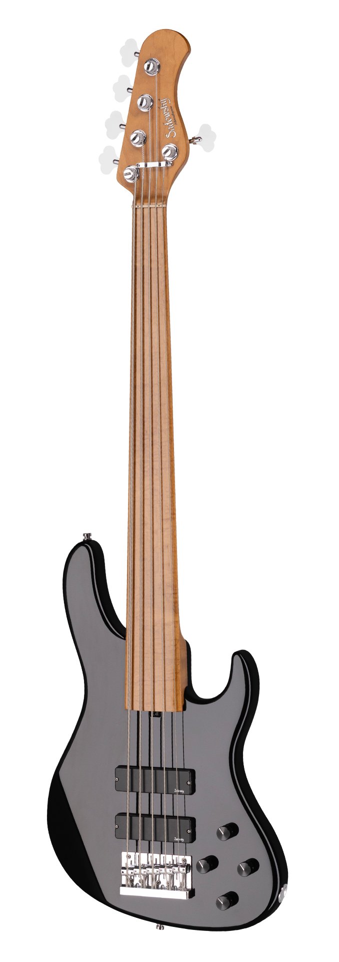 MetroExpress 24-Fret Modern Bass, 5 Fretless - Solid Black High Polish