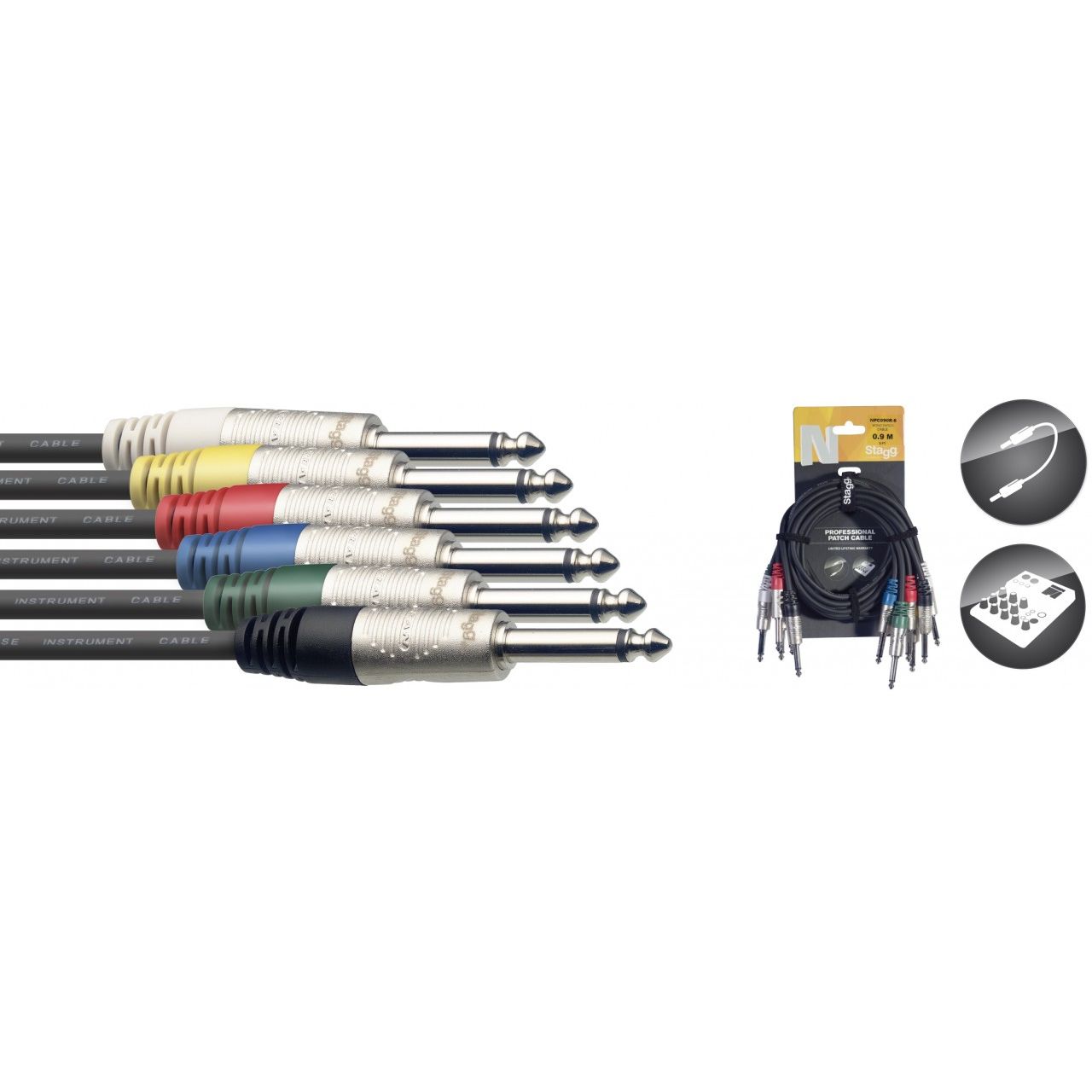 Patchkabel 6er Set - Klinke - 60cm - verschiedene Farben