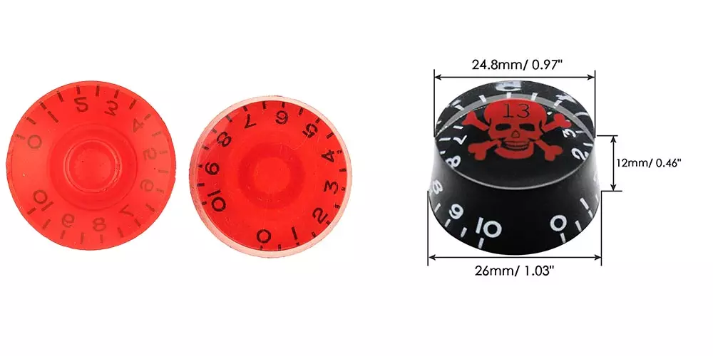 Guitar Knob Black/Red Skull