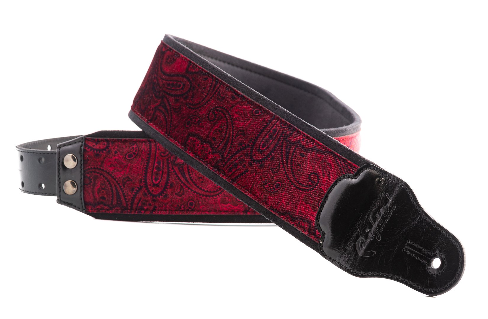 Paisley Velvet-70 Red Wide Guitar Strap