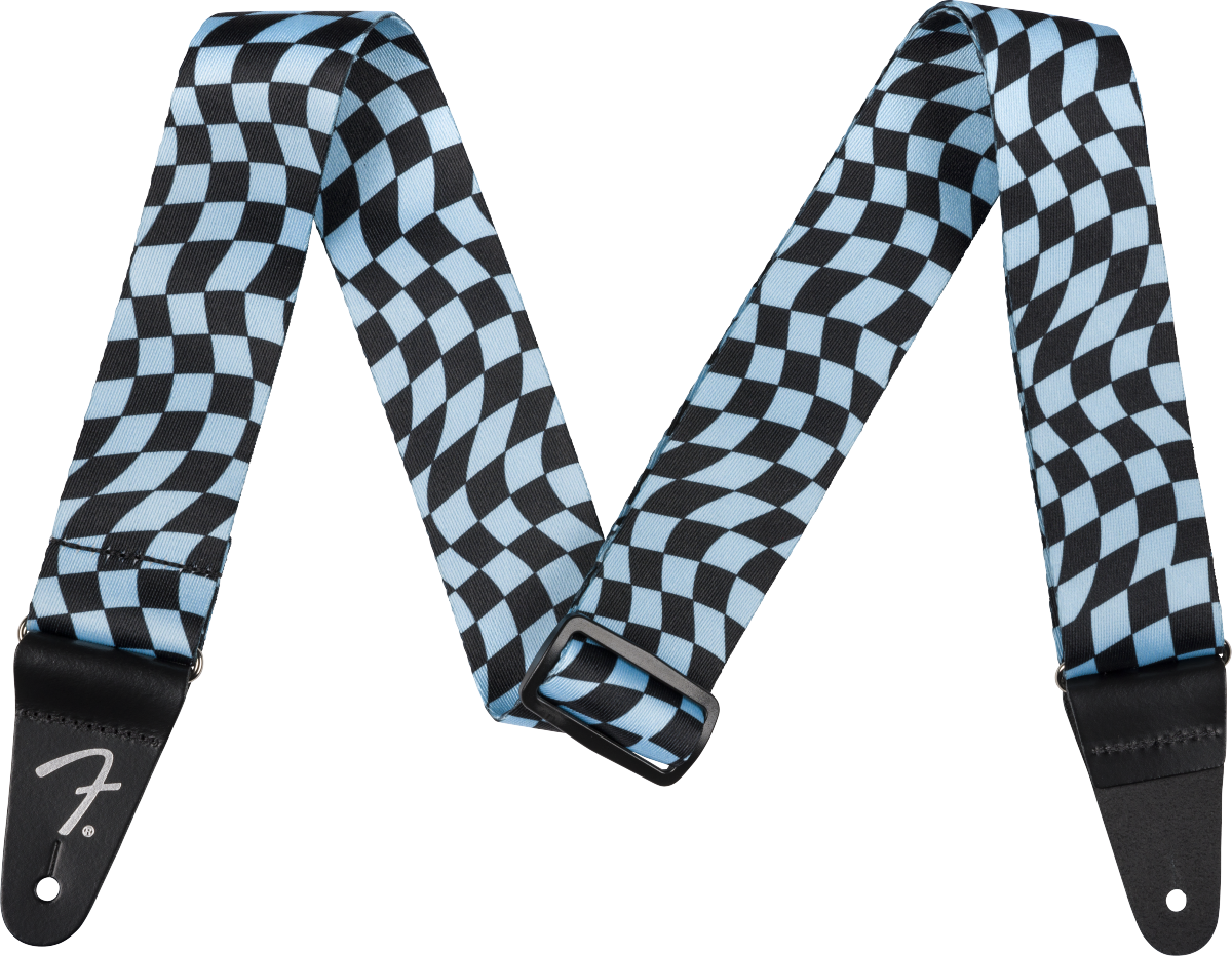 Wavy Checkerboard Poly Strap Blue