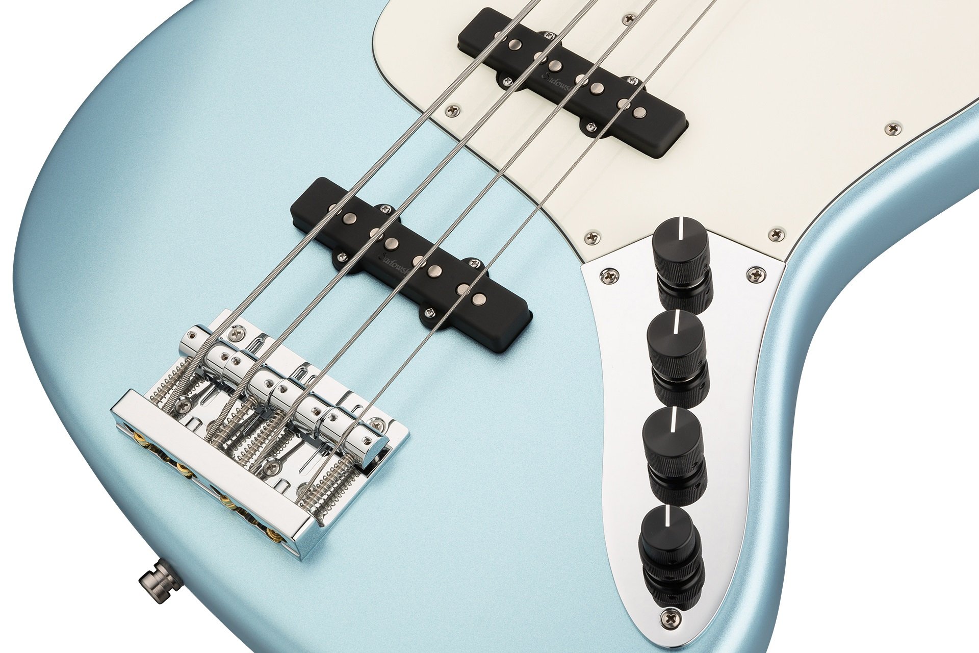 MetroLine 21-Fret Vintage J/J Bass, Red Alder Body, 4-String - Solid Ice Blue Metallic Satin