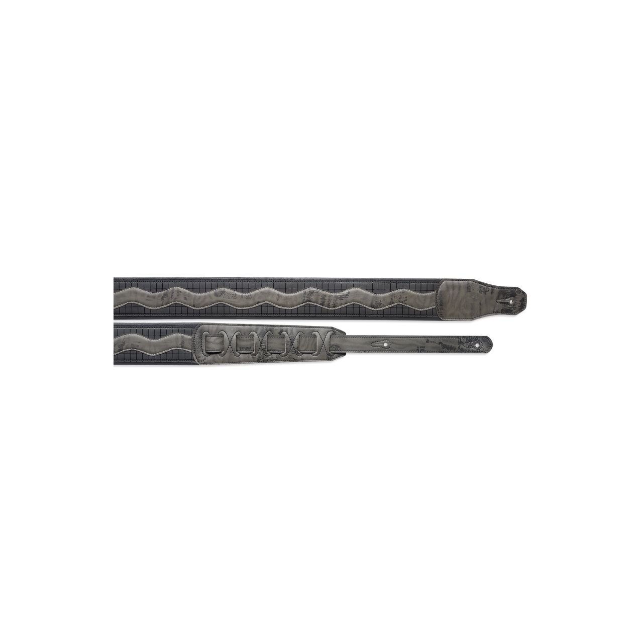 SLPL88 GRY/BLK Ledergurt gepolstert Grau/Schwarz
