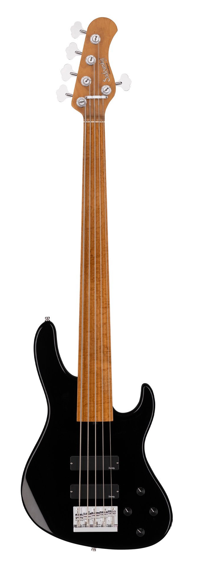 MetroExpress 24-Fret Modern Bass, 5 Fretless - Solid Black High Polish