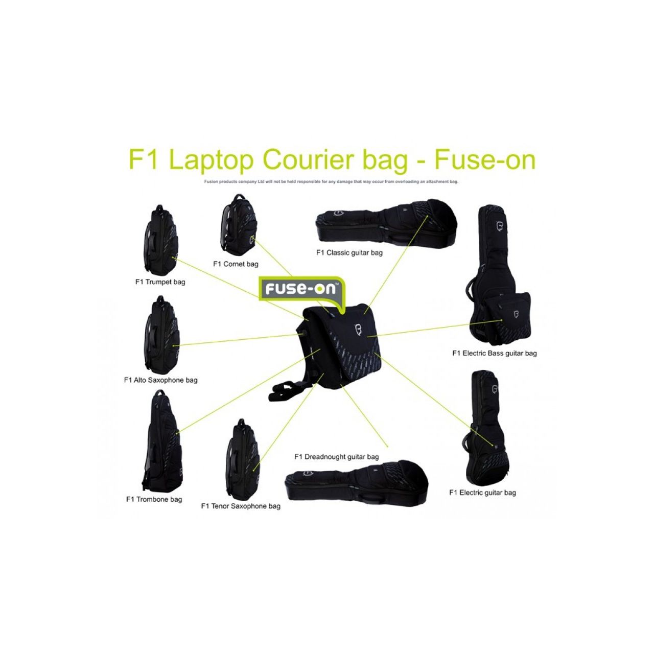 Fusion F1 Fuse-On Attachment Bag Laptop Courier black&blue