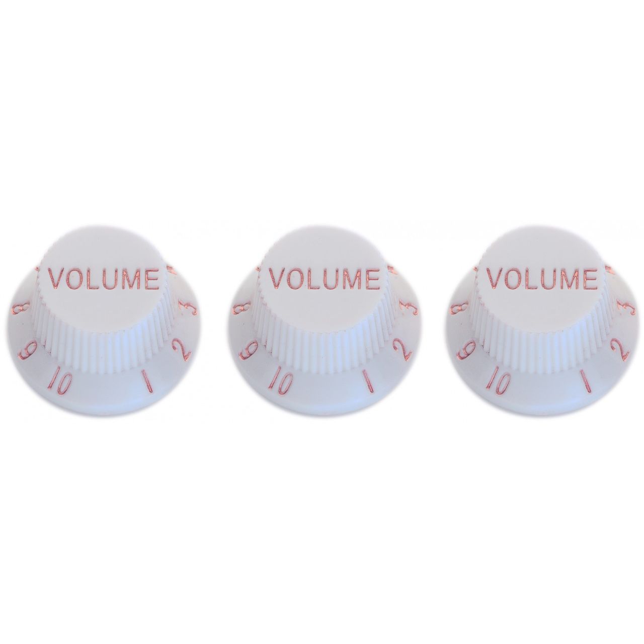 SP-KNST-WH Volume- und Tone-Potis (x 2) für S-Typ E-Gitarre, weiß, Beschriftung in Gold