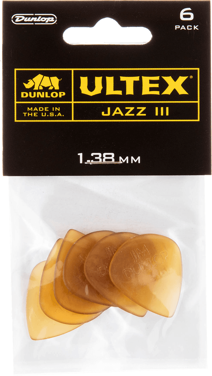 Ultex Jazz III Picks, Player's Pack, 6 pcs., amber, 1.38 mm