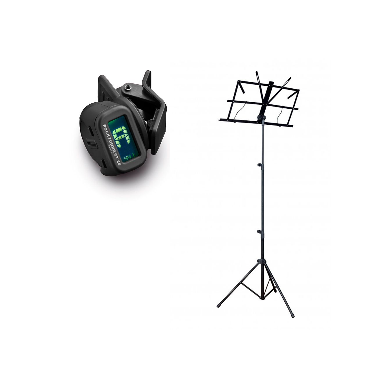 Einsteiger-Bundle 27: Notenständer + Clip-On Tuner / schwarz