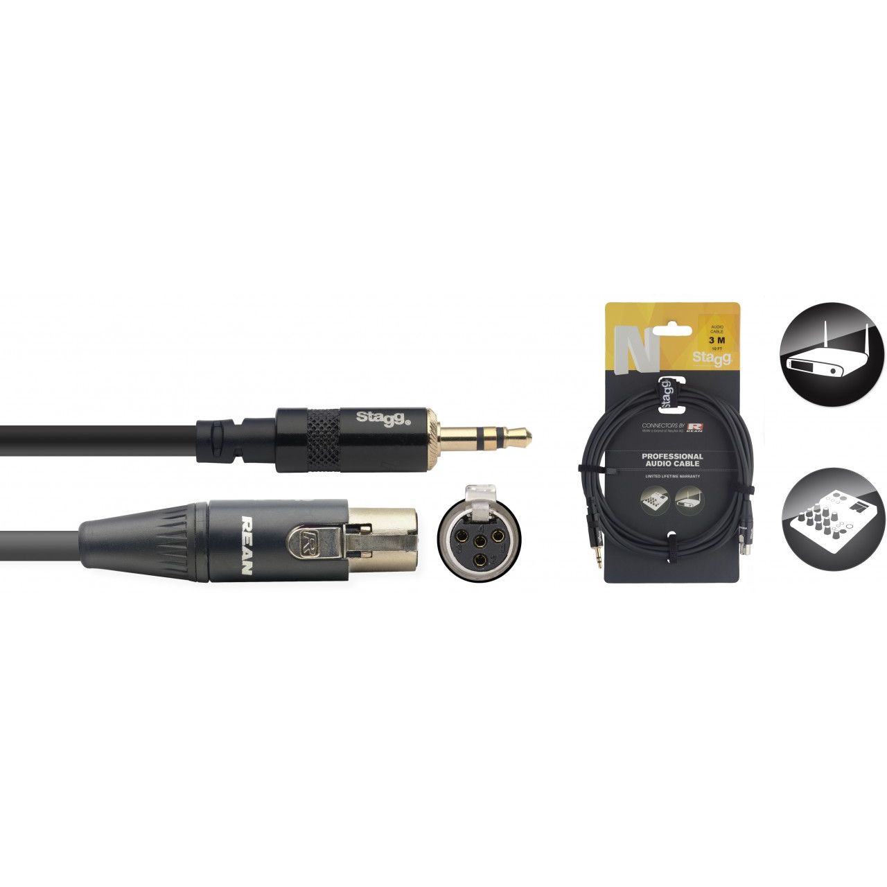 Audiokabel - mKlinke(st)/mXLR4f - 3m