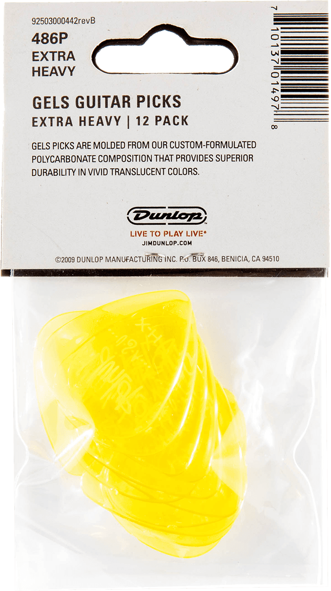 Gels Standard Picks, Player's Pack, 12 pcs., yellow, extra heavy