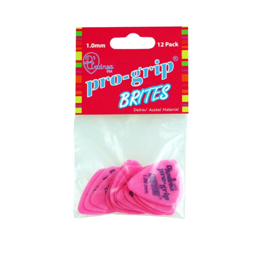 Pro-Grip Brites Picks - 351 Shape (TPGB351 1.0HV), 12 pcs Pick Pack, 1.00 mm, Pink