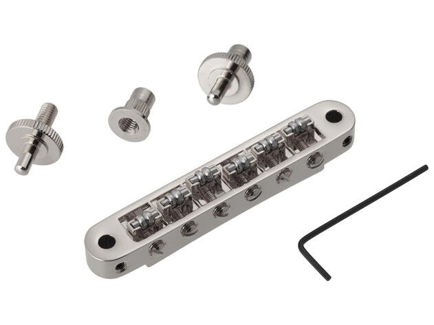 TP6R N - Standard Tune-O-Matic Bridge with Roller Saddles (Small Posts) - Nickel