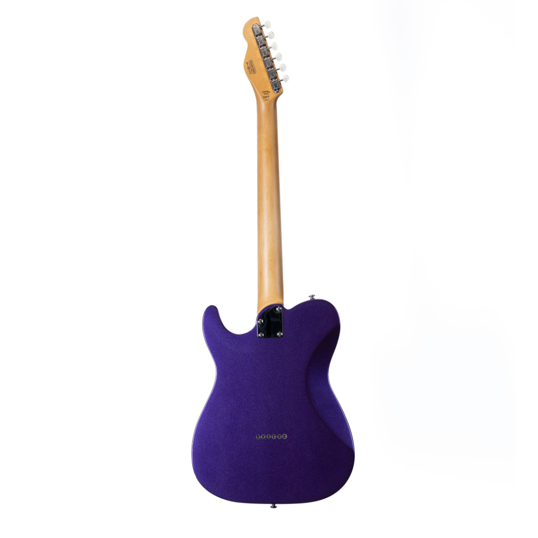 E-Gitarre, massiver Korpus, violett, Ahornhals, Telecaster-Form