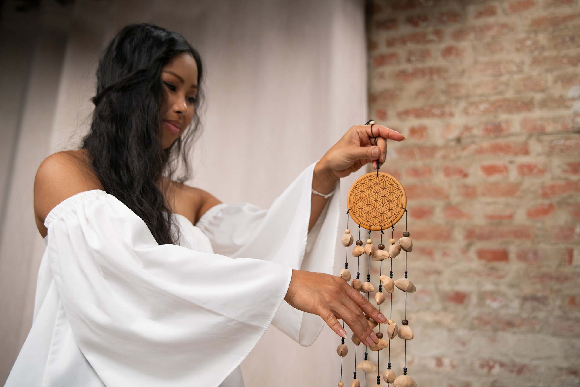 Small Flower of Life Kenari Chimes - 6 Cords