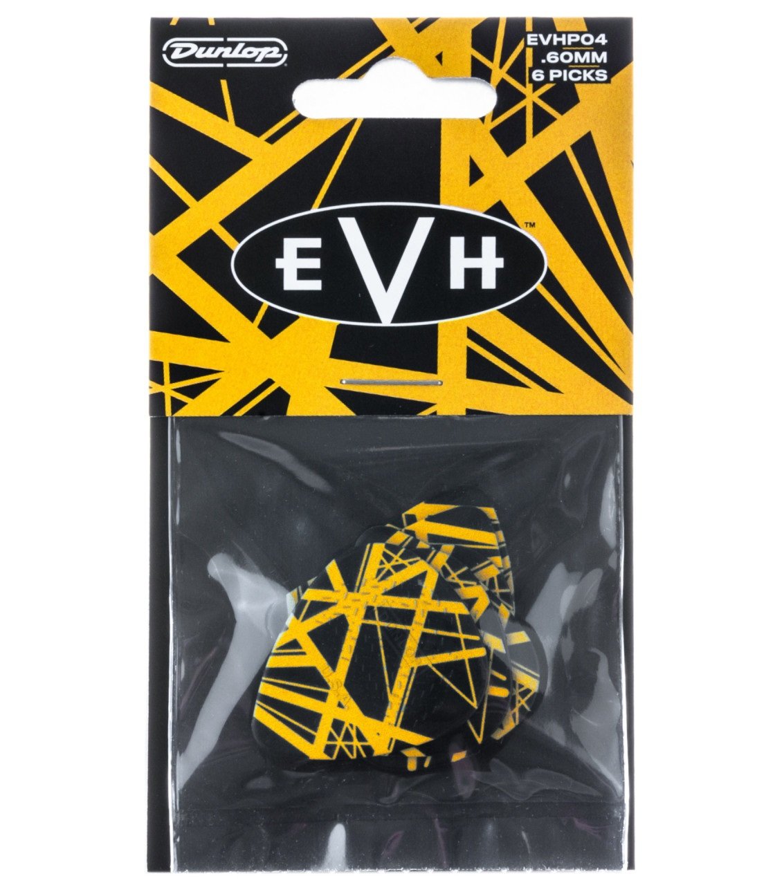 EVH Black-Yellow Stripes 0.60mm Max-Grip Picks Player's Pack 6 pcs