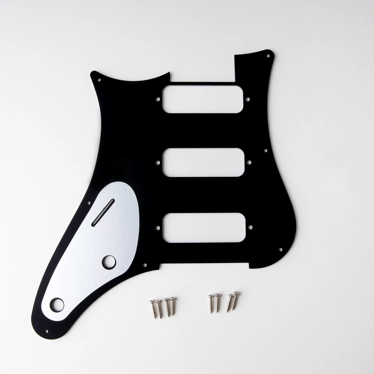 E-Gitarren-Schlagbrett, schwarz, Kunststoff, Humbucker-Aussparungen, Befestigungsschrauben