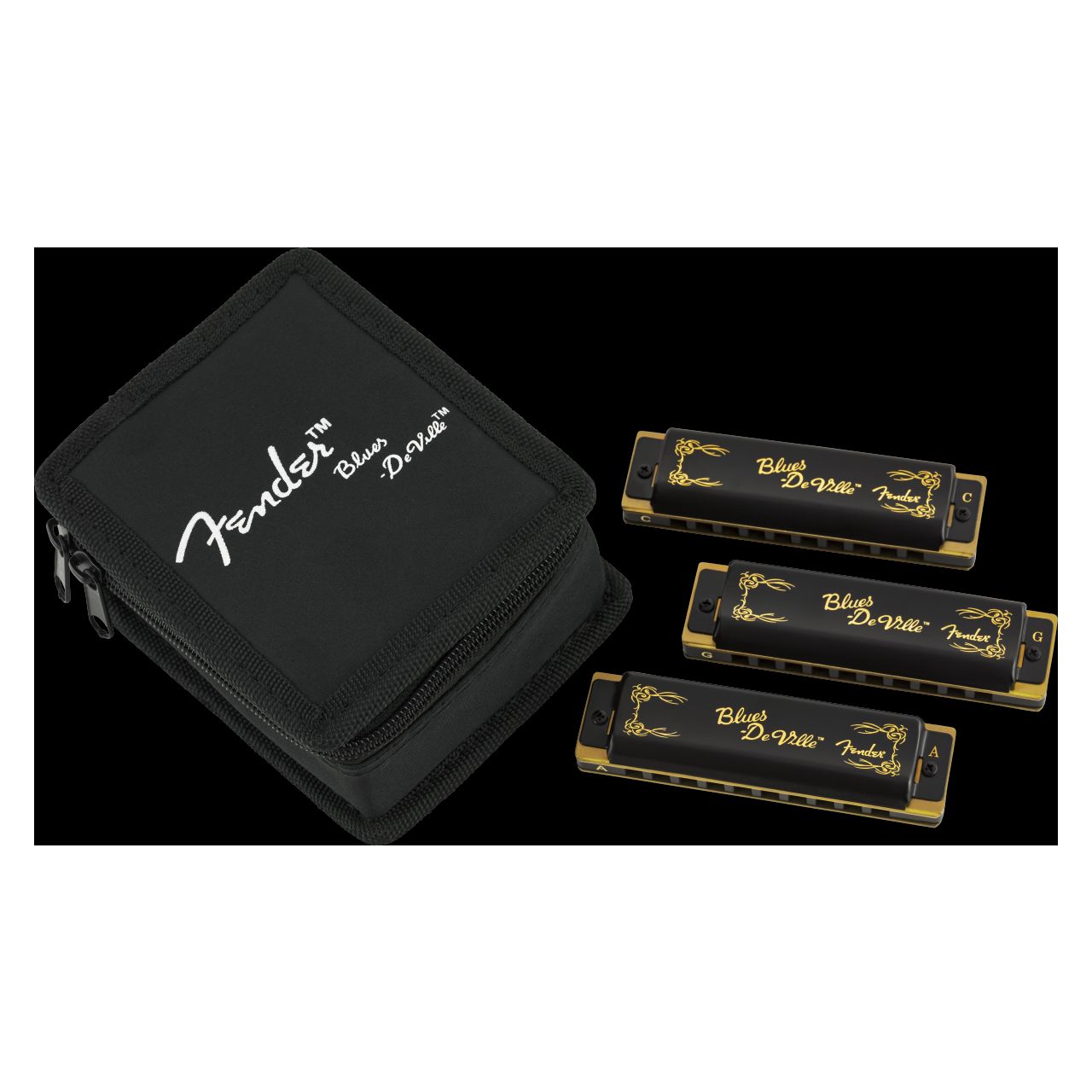 Blues DeVille Harmonica, Pack of 3, with Case 