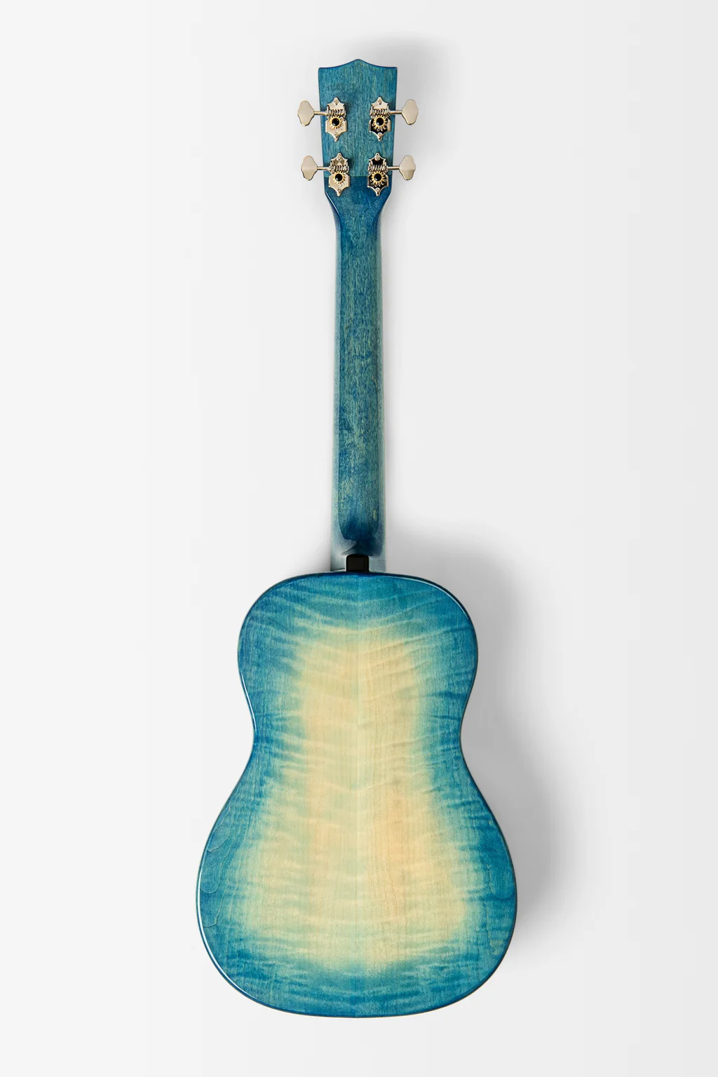 All Solid Blue Flame Maple Waterfall Baritone Ukulele
