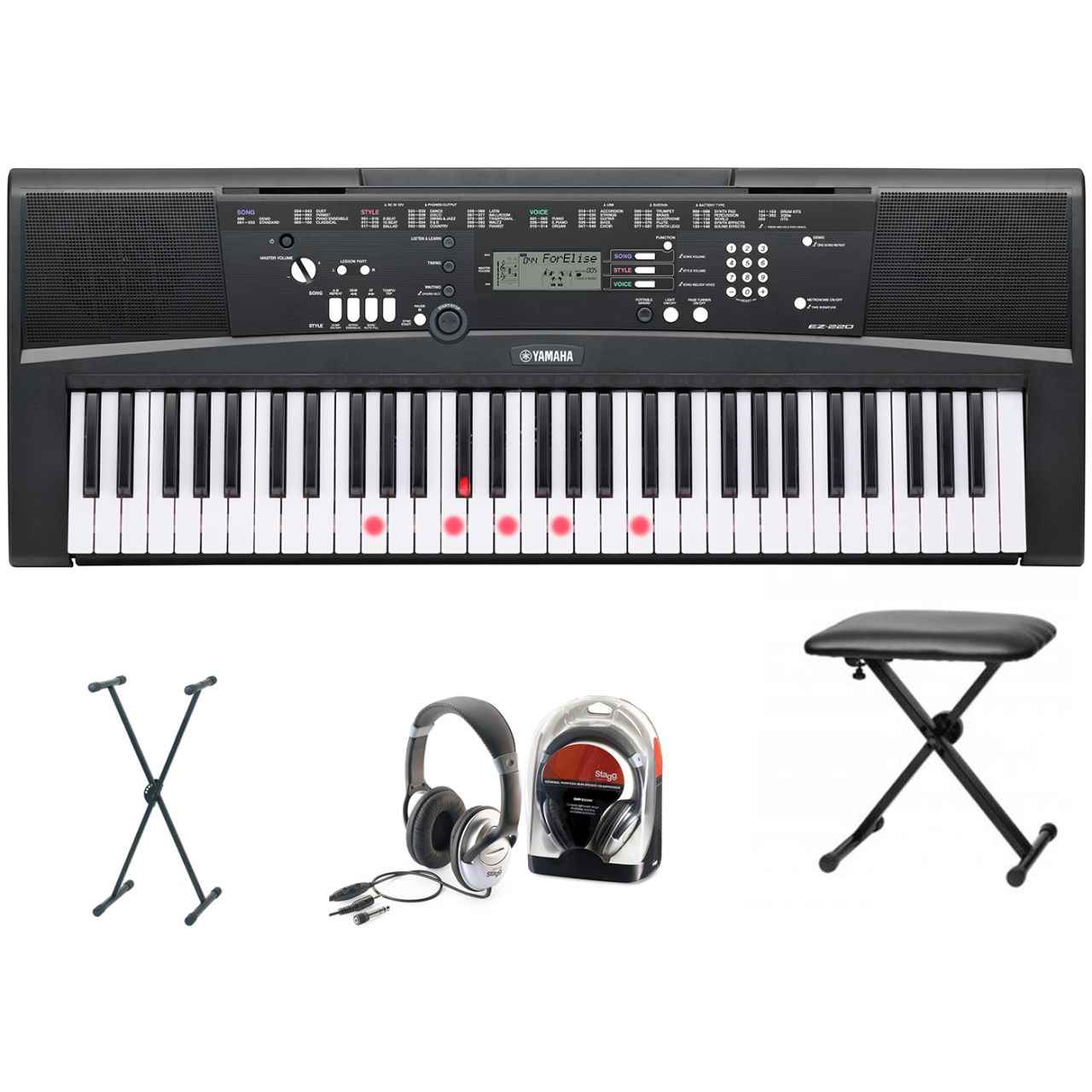 EZ-220 Keyboard Bundle II mit Ständer, Kopfhörer und Keyboardbank
