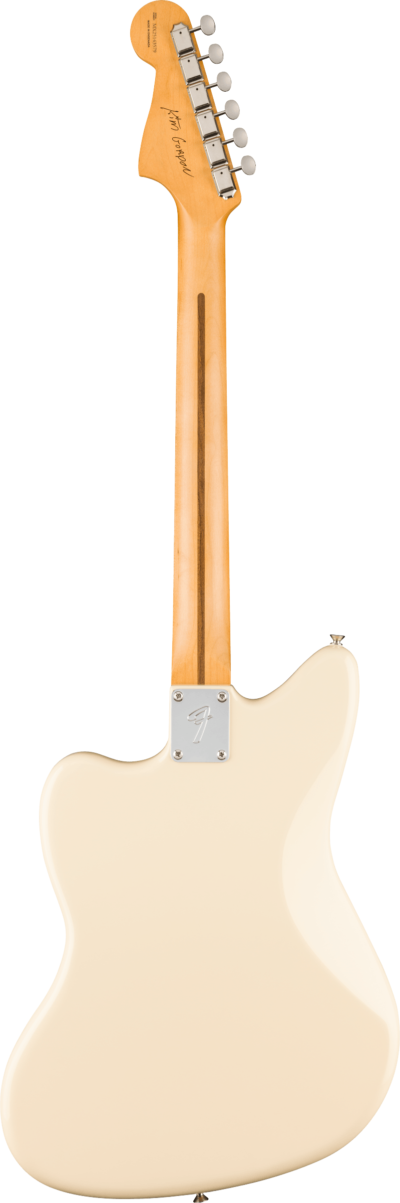 E-Gitarre, cremefarben, Ahornhals, sechs Saiten, Rückansicht