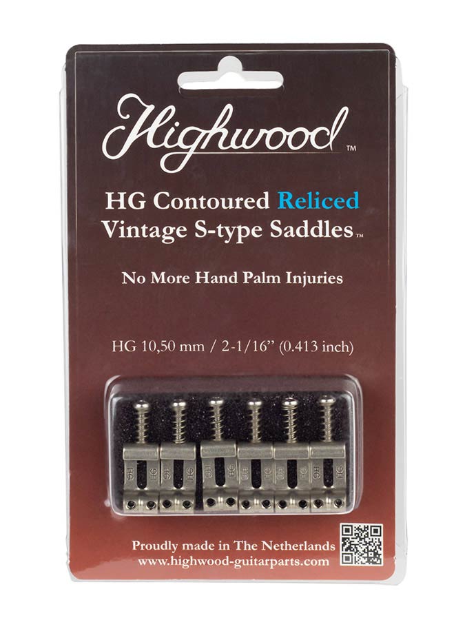 Contoured Vintage S-style Bridge Saddles 10, Nickel Reliced 