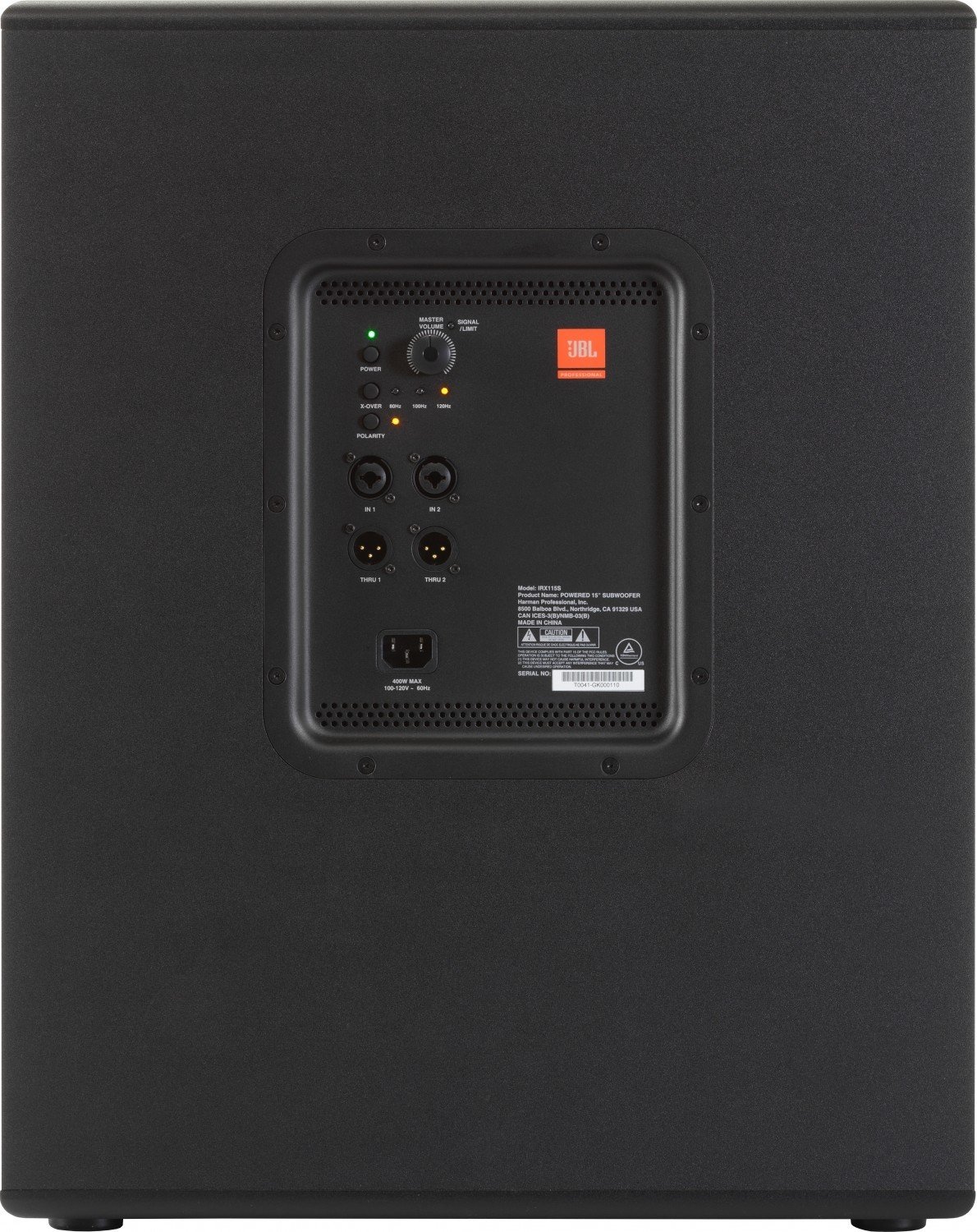 Rückseite – XLR/ TRS Combo-Inputs, Kreuzungsschalter und Bedienelemente