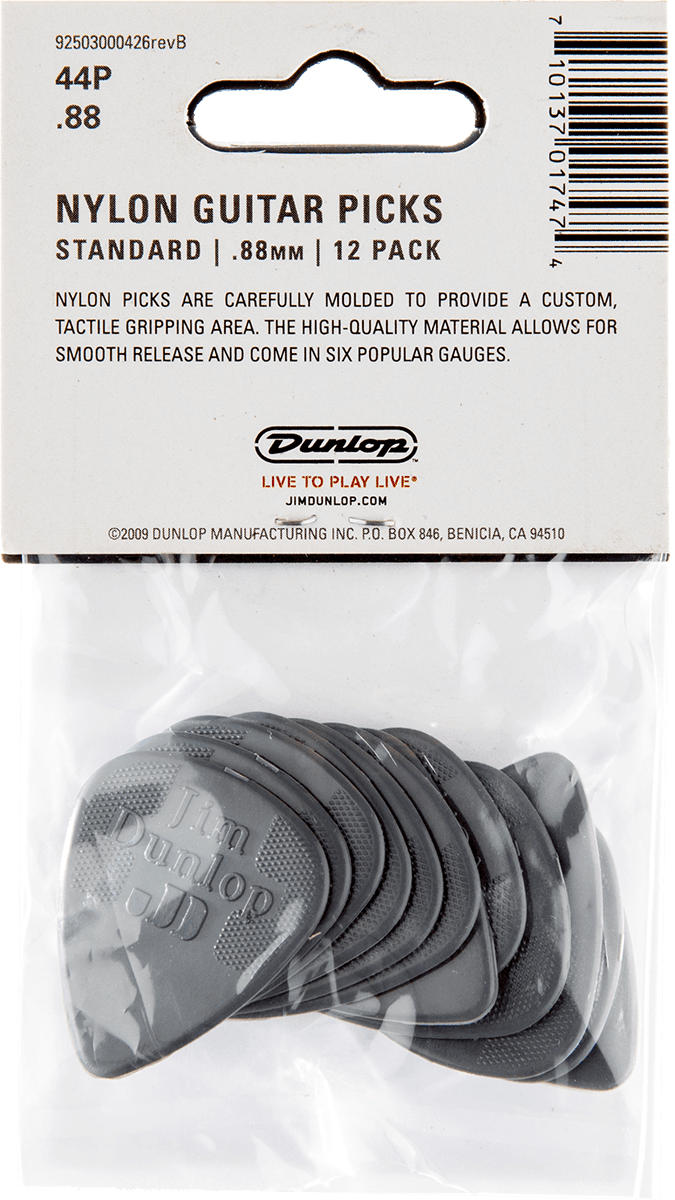 Nylon Standard Picks, Player's Pack, 12 pcs., dark grey, 0.88 mm