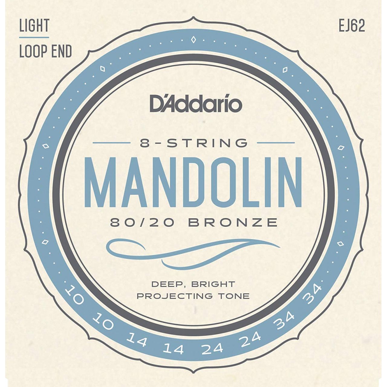 EJ62 80/20 Bronze Mandolin Strings, Light, 10-34