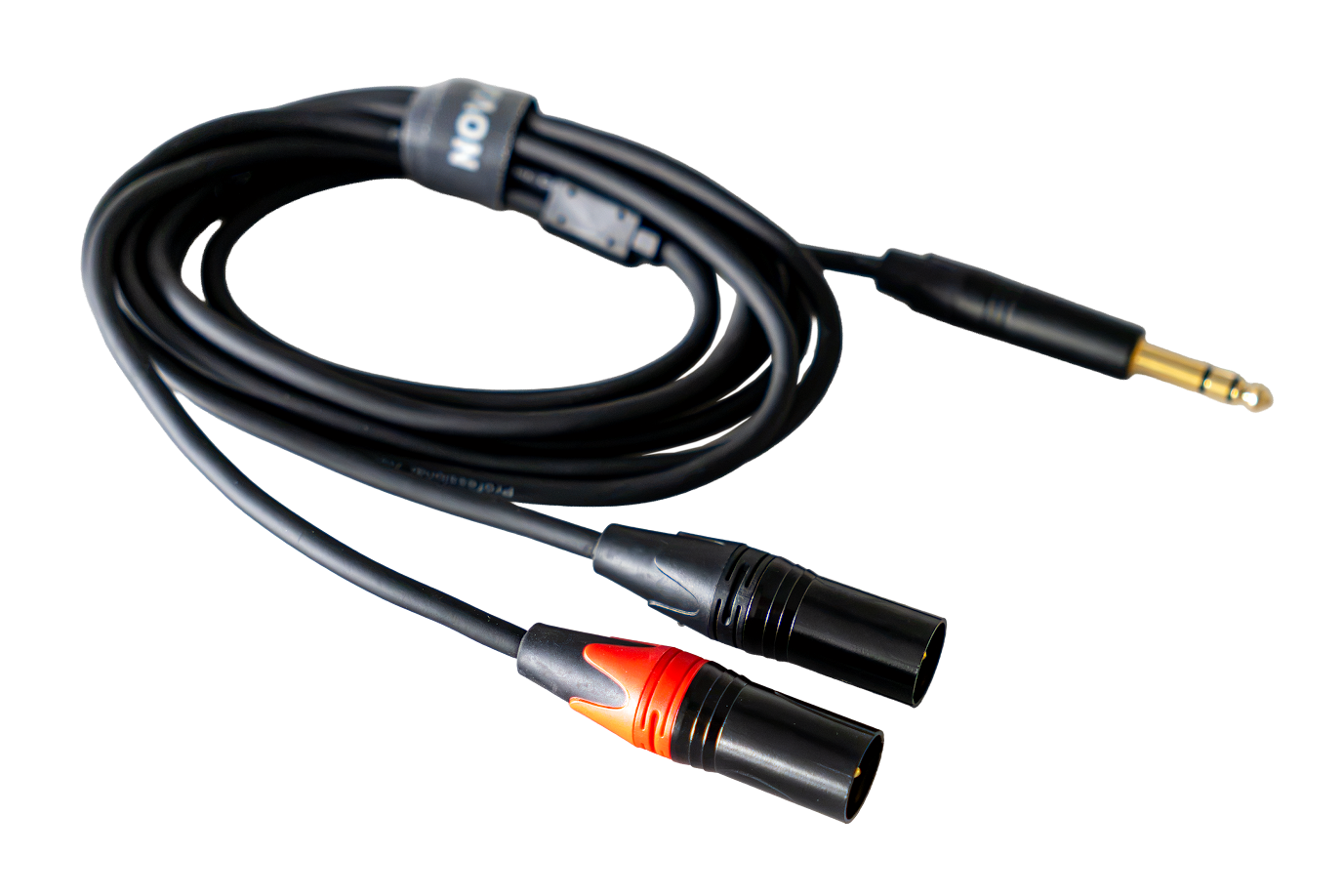Audiokabel, Klinkenstecker, Doppel-XLR, schwarzes Kabel, roter Stecker