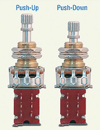 Push-Push Potentiometer 250K log/audio mit DPDT Schalter