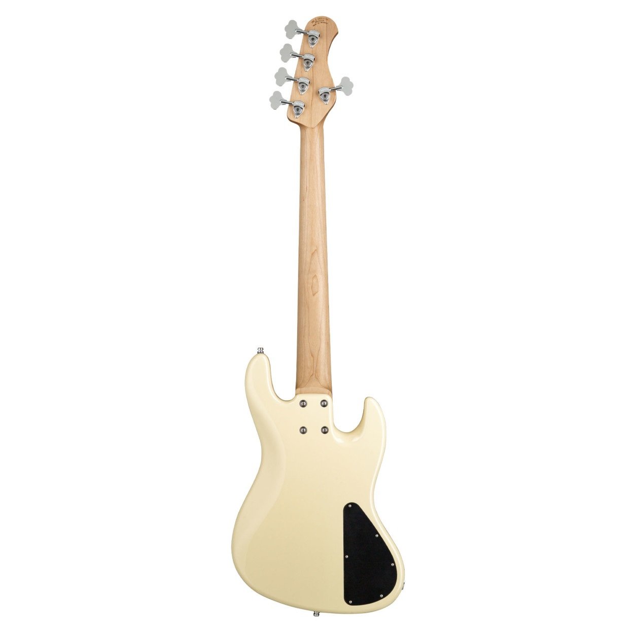 MetroLine 21-Fret Vintage J/J Bass, 5-String, Lefthand Solid Olympic White High Polish