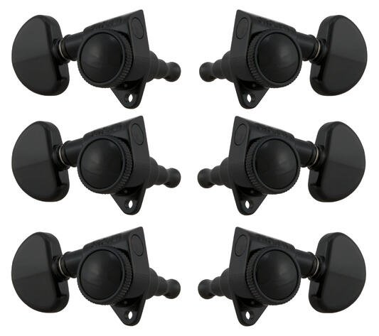 502BC Roto-Grip Locking Rotomatics with Round Button - Guitar Machine Heads, 3 + 3 - Black Chrome
