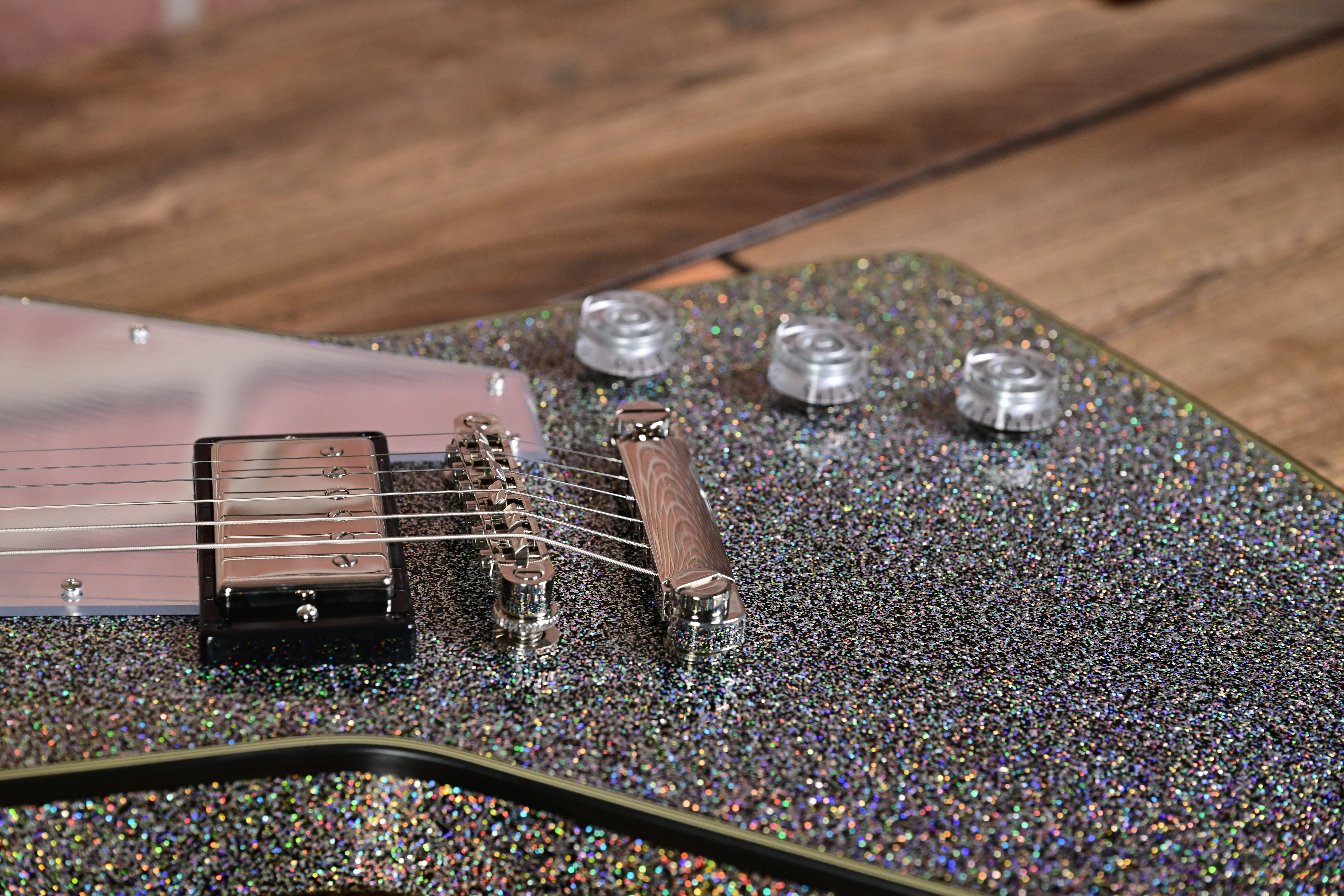 Lzzy Hale Explorer Custom Black Diamond Holographic Sparkle