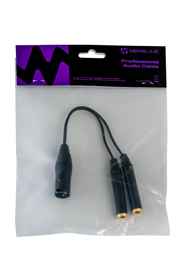 Audiokabel, XLR-Klinke-Splitter, 3-poliger Anschluss, schwarz, vergoldete Stecker