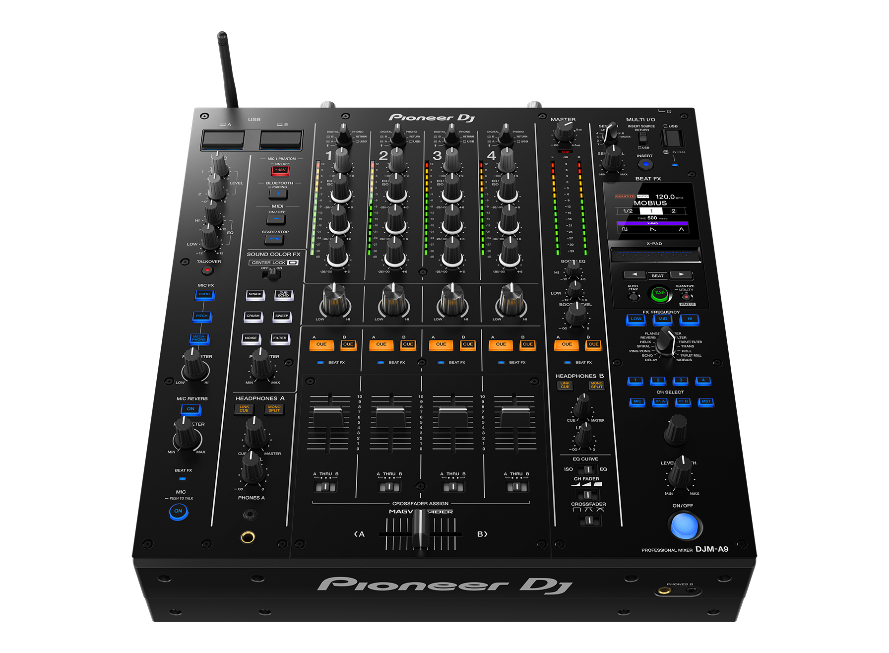 DJ-Mixer, 4-Kanal-Mixer, Schwarz, Audio-Mischpult, Effektsteuerung