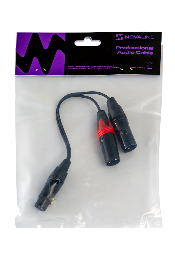Audio-Y-Kabel, XLR-Kabel, Kabelsplitter, schwarz, rote Markierung