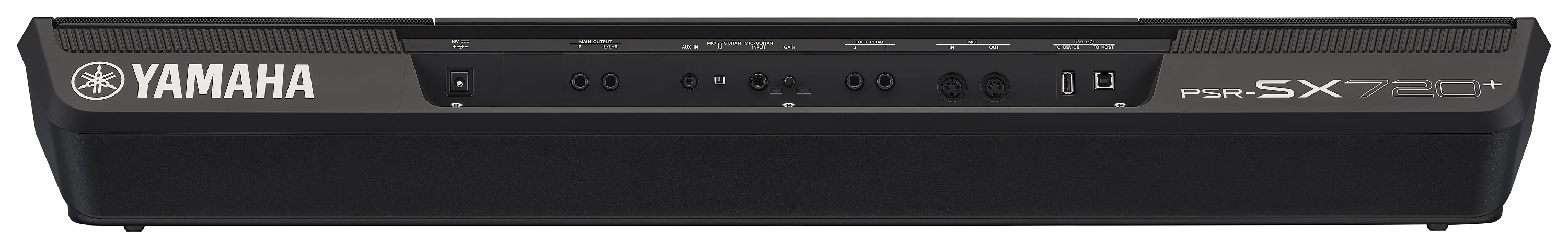 Yamaha PSR-SX720+ Keyboard – Rückansicht mit Anschlüssen