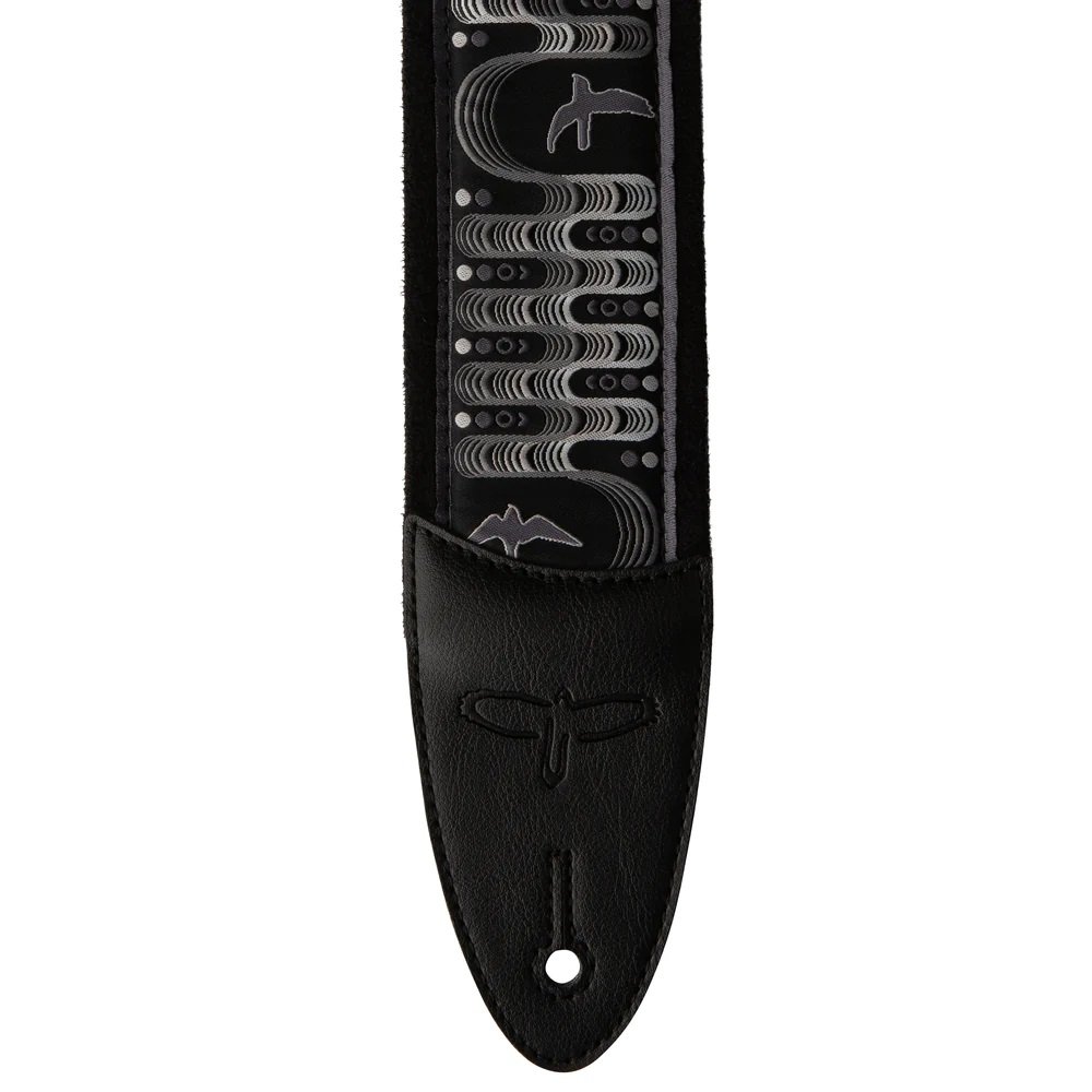 Padded Guitar Strap Custom Jacquard Birds Charcoal