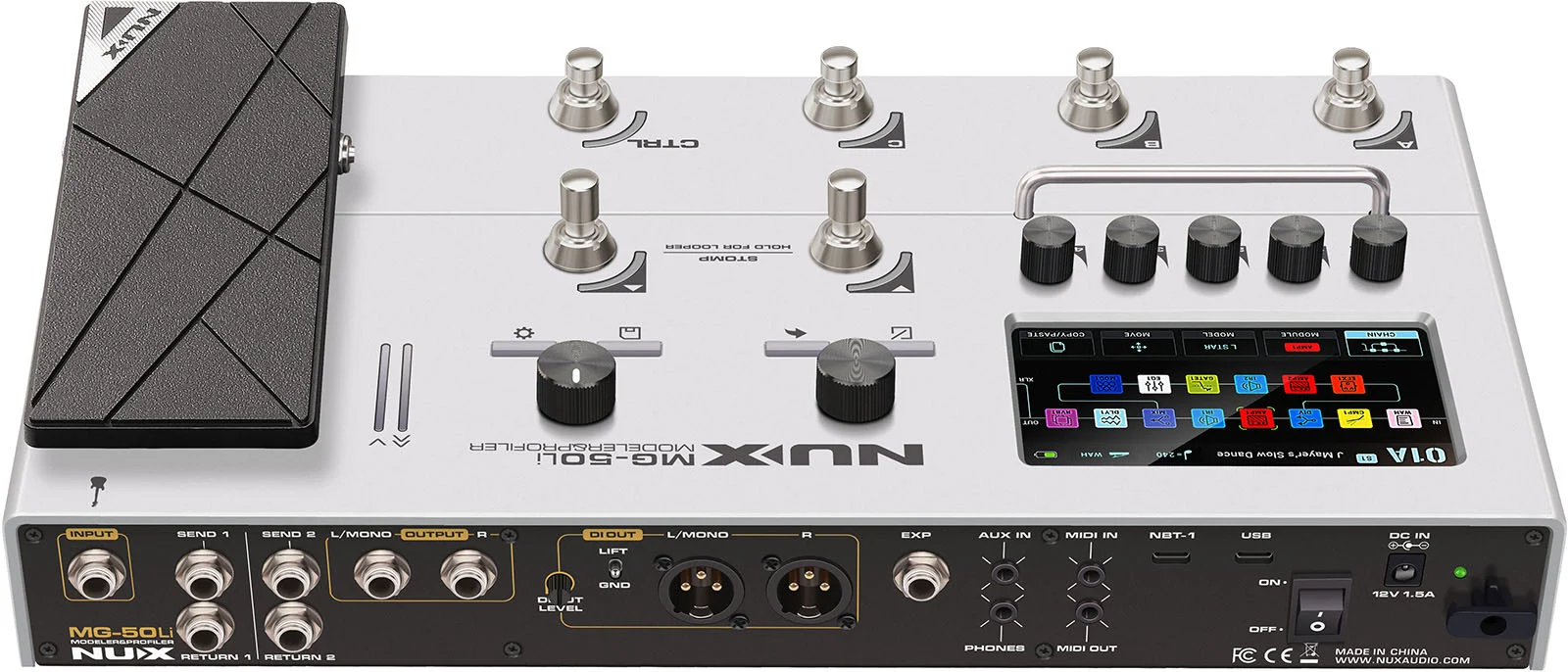 NUX MG-50Li XLR- und USB-Anschlüsse