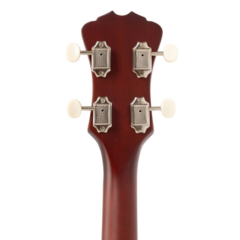 Ukulele, Mahagonihals, Roter Holzton, Vier Stimmmechaniken, Cremefarbene Wirbel