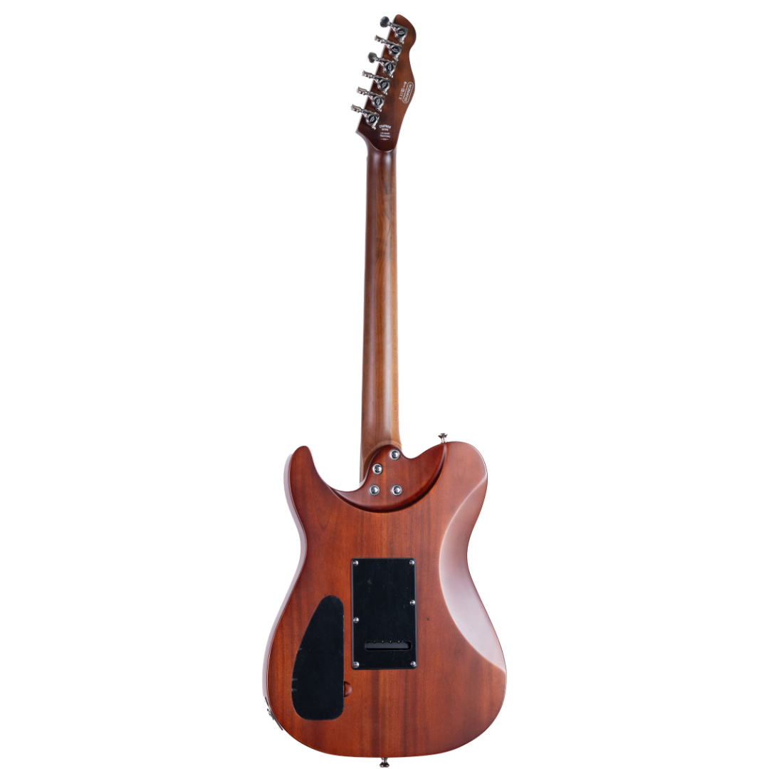 E-Gitarre, Mahagonikorpus, braunes Holz, massiver Korpus, sechs Saiten