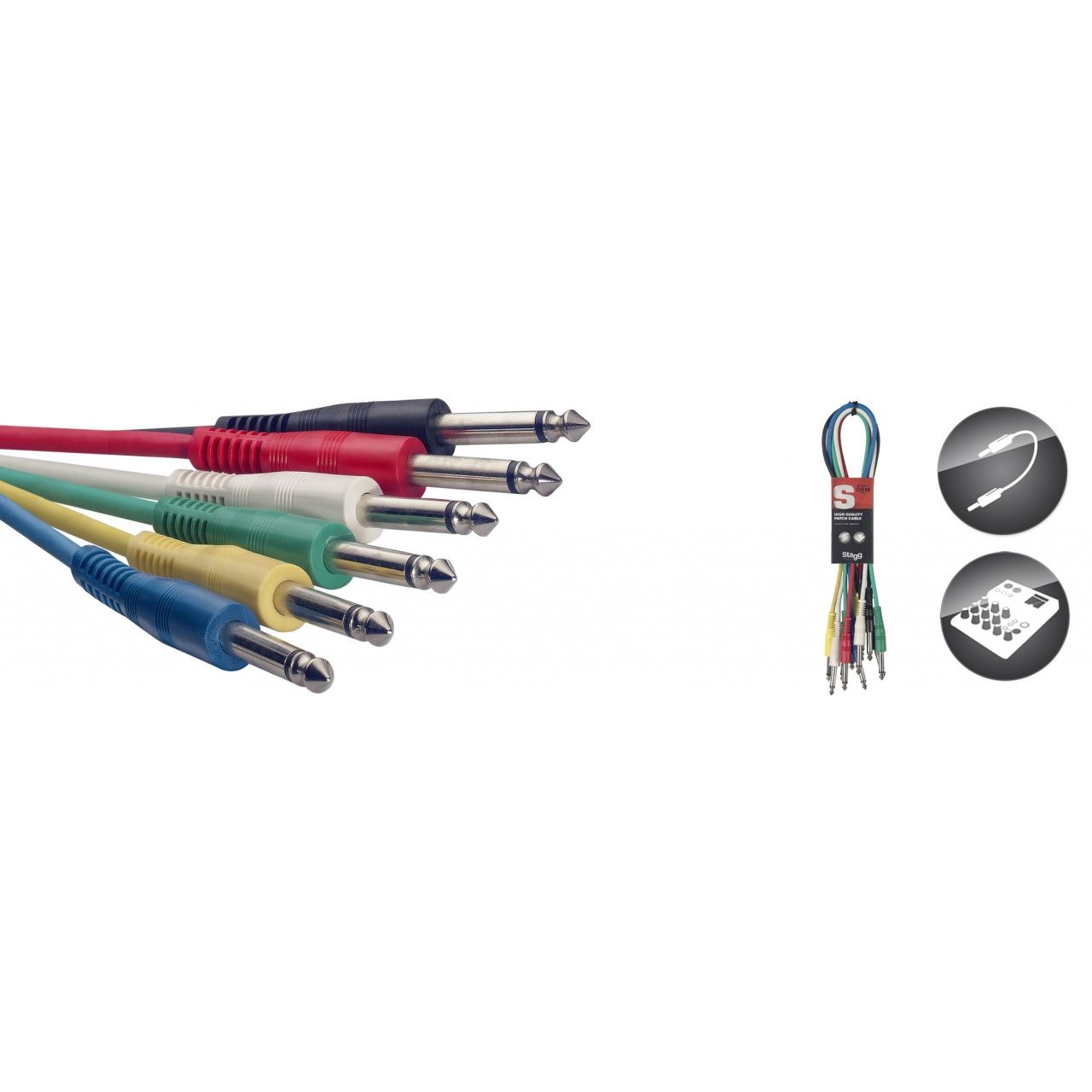 Patchkabel 6er Set Klinke 60cm - verschiedene Farben