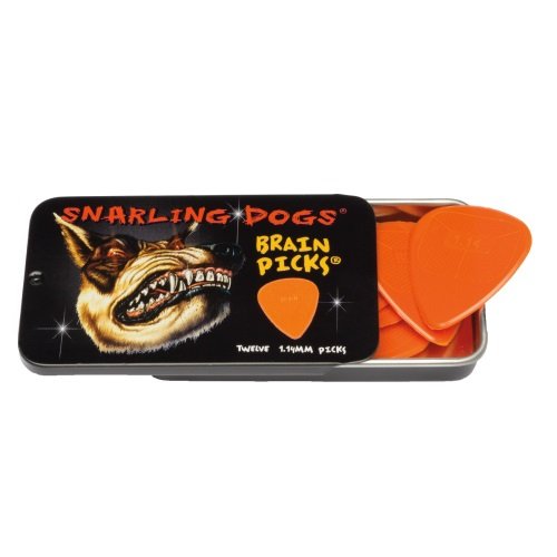 Snarling Dog Brain Picks - 351 Shape (TNSDB351 1.14), 12 pcs Pick Tin, 1.14 mm, Orange