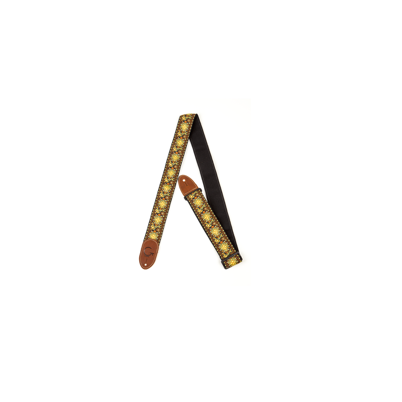 Gitarrengurt Yellow/Orange, Brown End