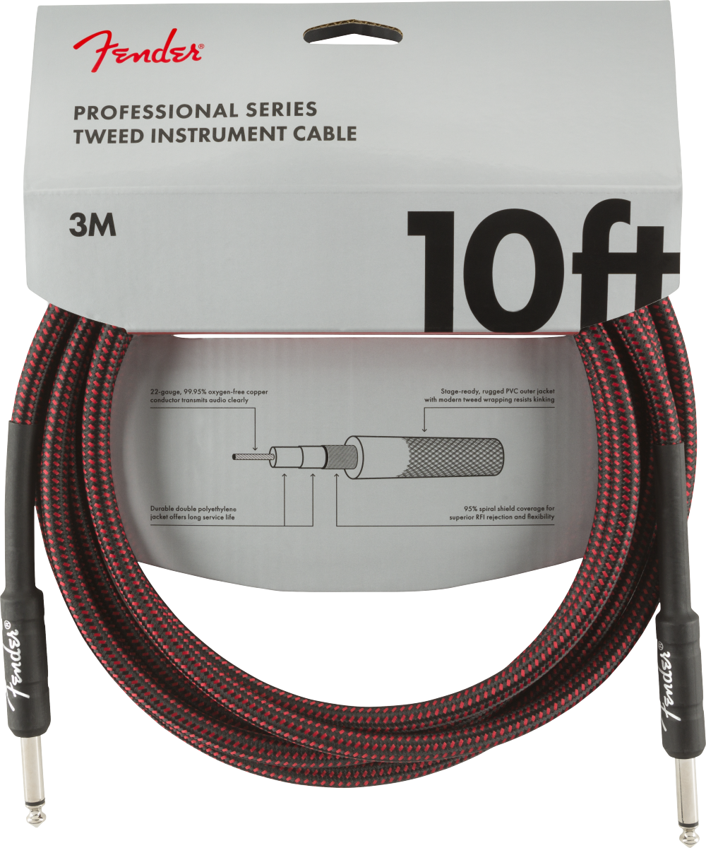 Professional Series Instrument Cables, 10', Red Tweed (3 m)