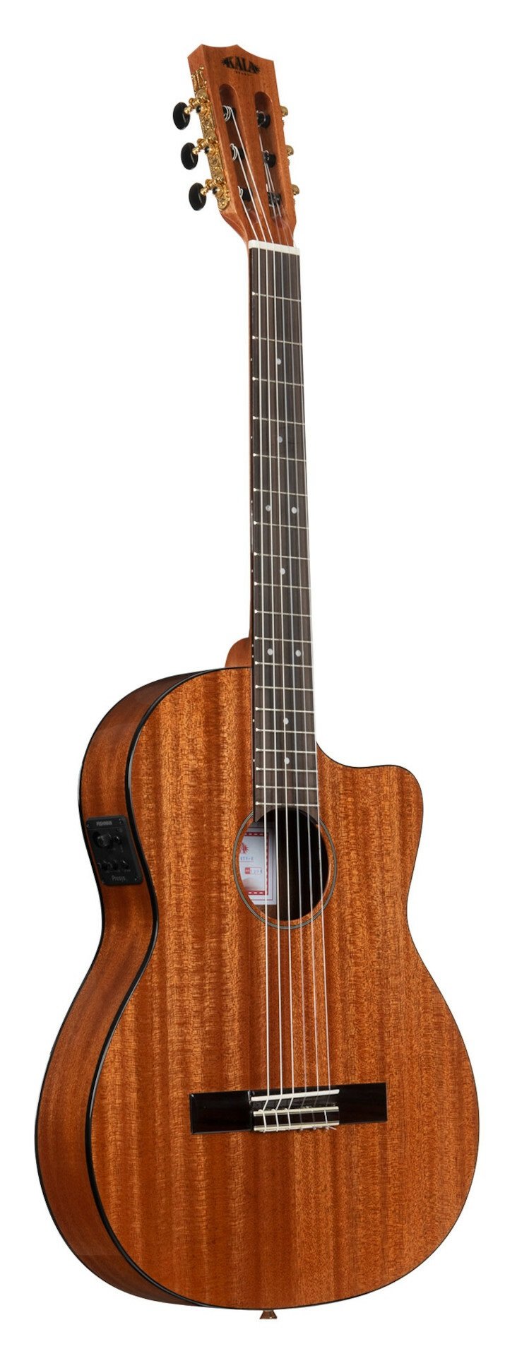 Kala KA-GTR-MTN-E - Solid Mahogany Thinline Nylon Guitar, with Bag