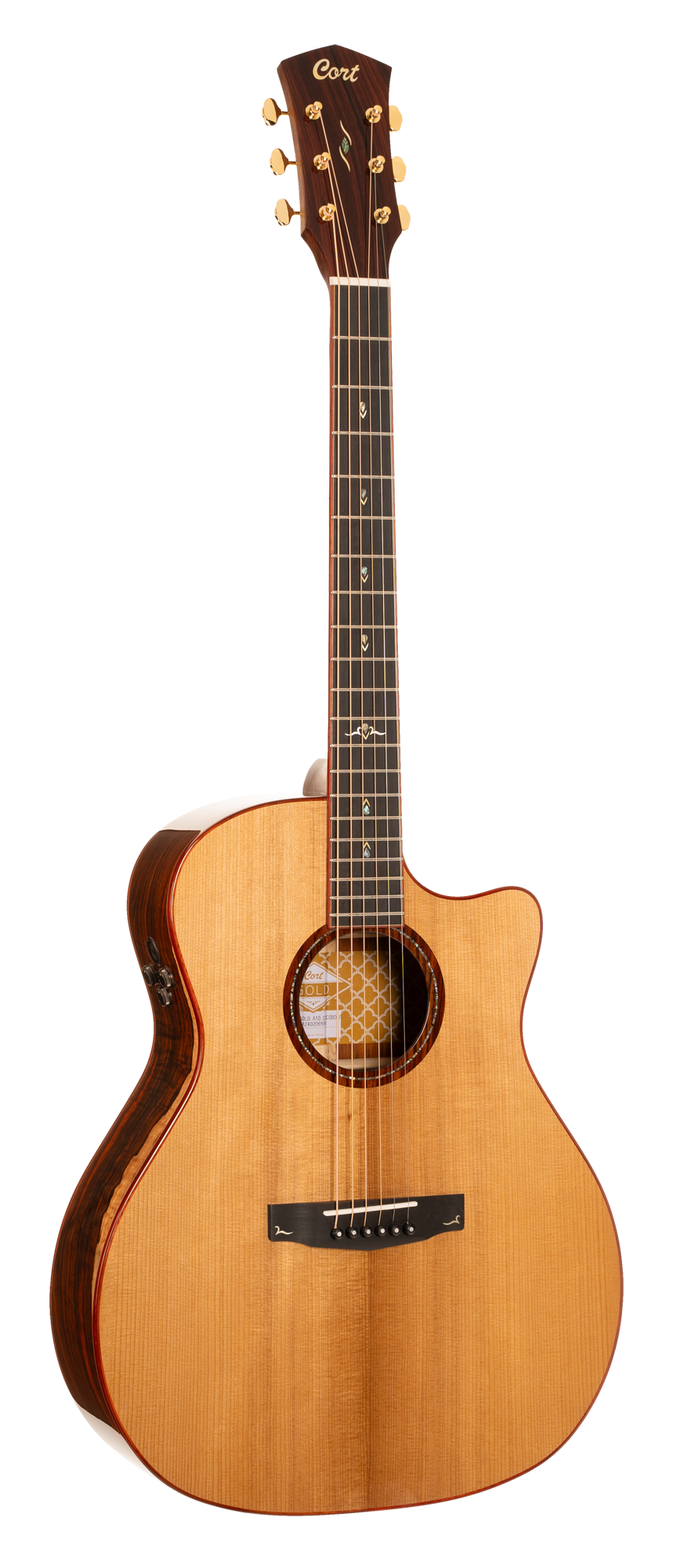 Gold A10 Cocobolo Natur Hochglanz Westerngitarre