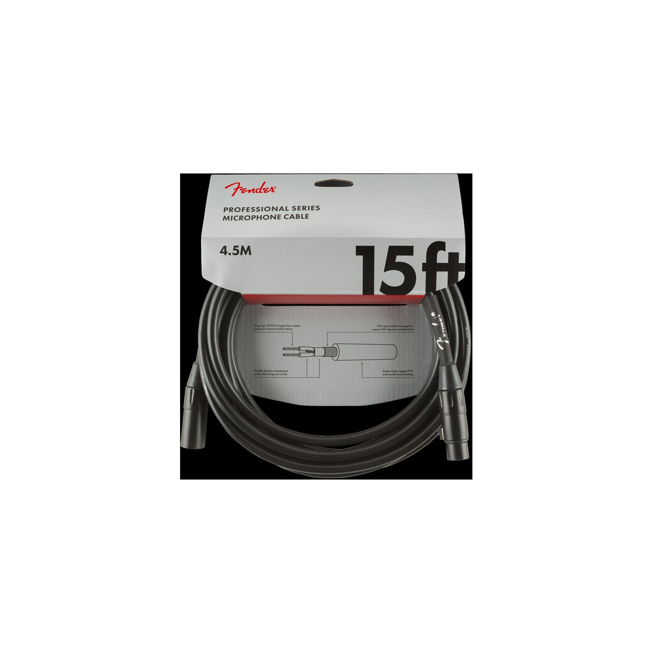 Professional Series Microphone Cable, 15', Black (4,5m)